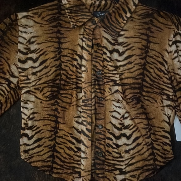 Brown and black zebra style sheer longsleeve - Picture 2 of 3